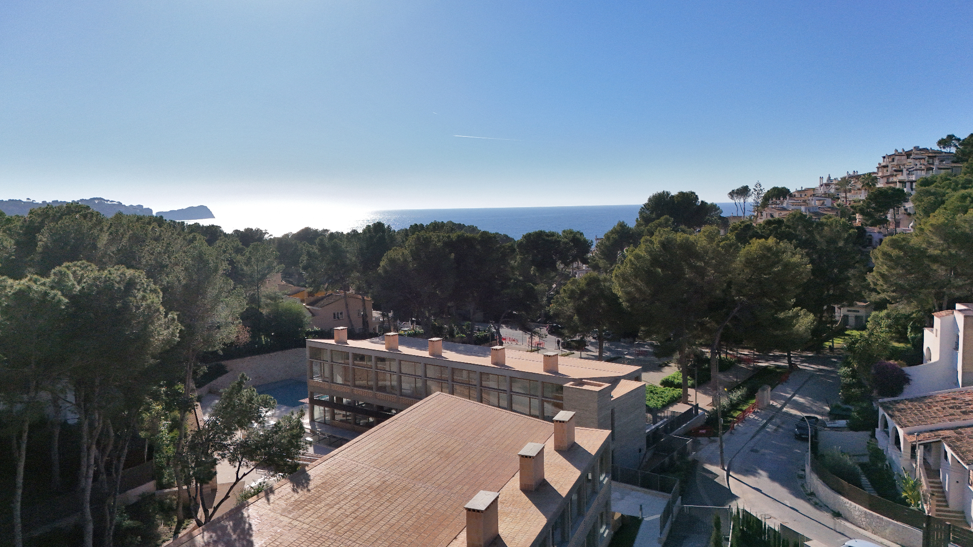 Aerial view of Olivium overlooking the Mediterranean